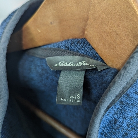 Eddie Bauer Fleece Pullover Men Size Small Snap Button Radiator Blue Recycled - Picture 4 of 15